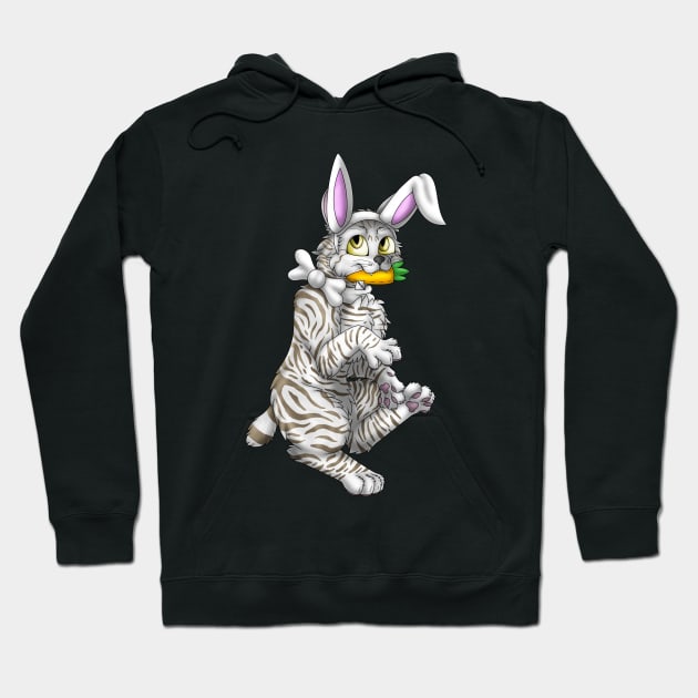 Bobtail BunnyCat: Silver-Amber Tabby (White) Hoodie by spyroid101